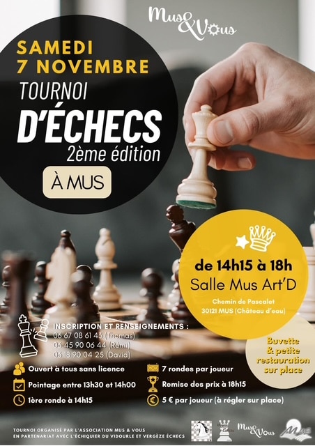 Tournoi d’échecs – 2ᵉ édition à Mus !