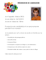 PRÉSENTATION DE CANDIDATURE Marius GROS